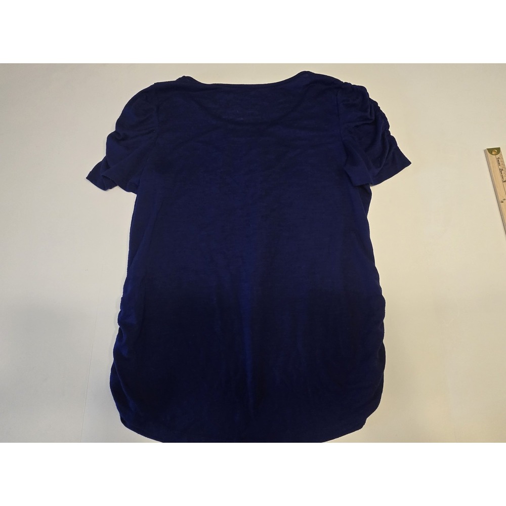 STYLE & CO Cotton T-Shirt Tee Cinched Sleeves Blue Sheer Size XL - Picture 4 of 6